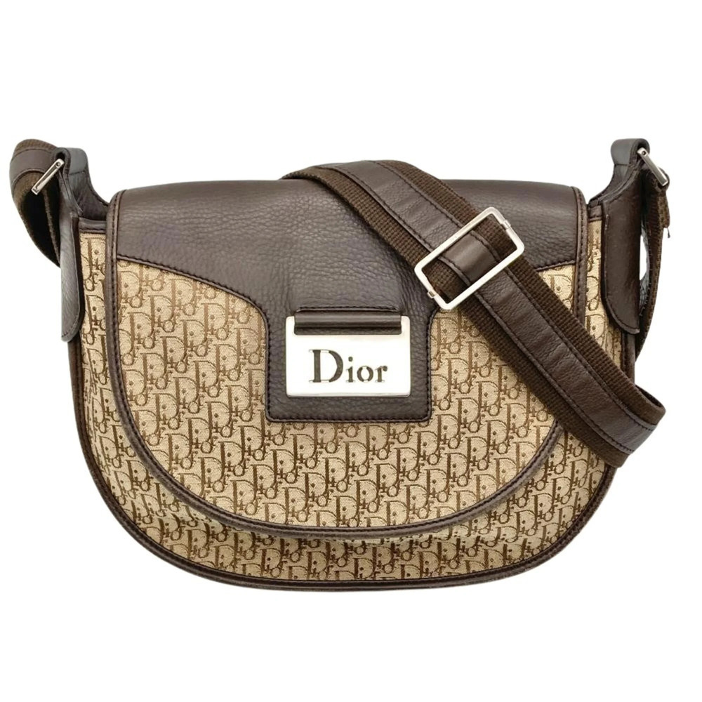 CHRISTIAN DIOR Brown Leather Trotter Shoulder Bag - Picture 1 of 11
